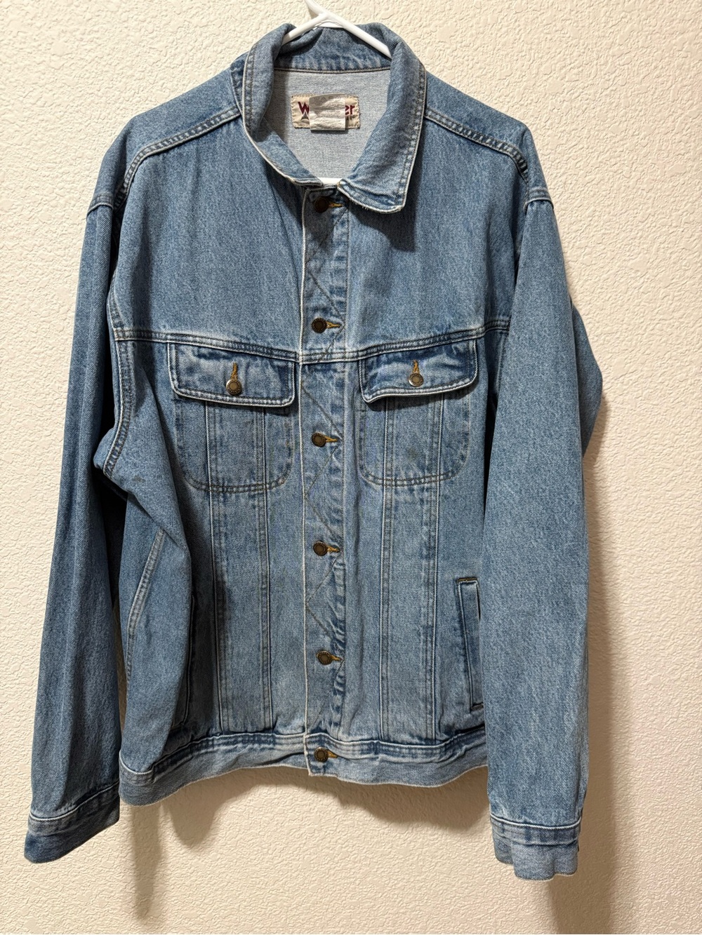Wrangler Rugged Wear Denim Jacket Men’s 2X Tall 2XT Blue Jean Trucker Jacket